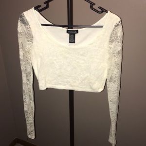 Wet seal crop top with sheer sleeves